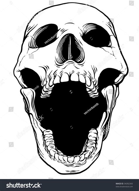 Screaming Vector Skull Front View Stock Vector 34392343 Shutterstock