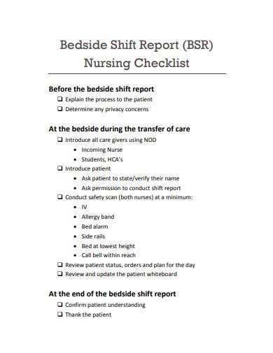 4 Nursing Bedside Shift Report Templates In Pdf