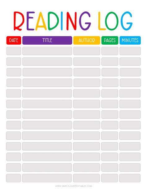 20 Free Printable Reading Logs For Kids Simply Love Printables