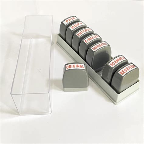 Wafjamf Office Stamp Set 8pcs Self Inking Rubber Business Stamp Red