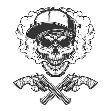 Free Vector Vintage Monochrome Bandit Skull