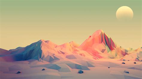 Mark Kirkpatrick Illustration Mountains Sun Minimalism Low Poly