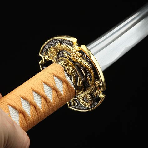 Handmade Gold Dragon Katana Full Tang Real Japanese Samurai Sword