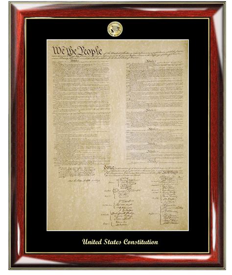 United States Constitution Frame With Gold Embossed Logo Medallion Att