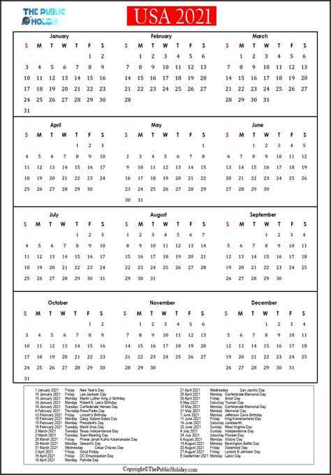 Us Holidays 2021 Calendar Public National Federal Bank Calendar