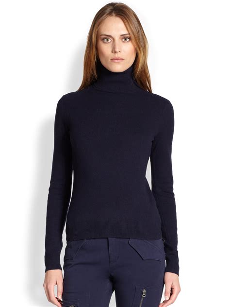 Lyst Ralph Lauren Blue Label Woolcashmere Ribbed Turtleneck In Natural