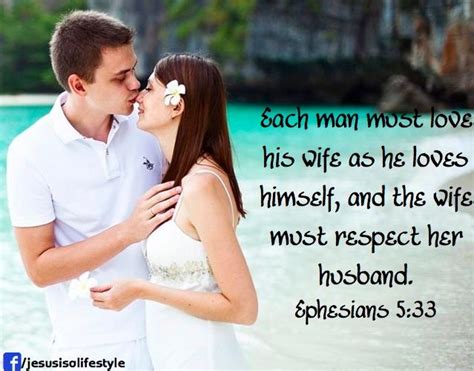 each man must love his wife as he loves himself and the wife must respect her husband