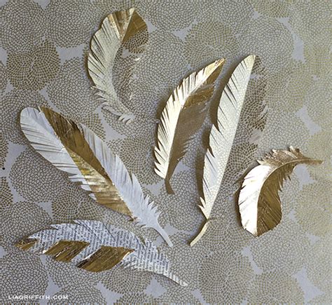 Diy Paper Feathers In Gold Lia Griffith