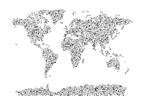 Music Notes Map Of The World Digital Art By Michael Tompsett Pixels