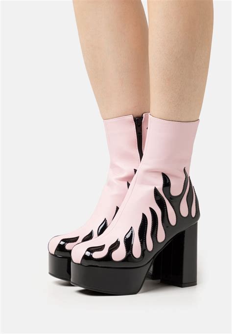 Lamoda High Voltage Platform Boots High Heeled Ankle Boots Pink Blackpink Uk