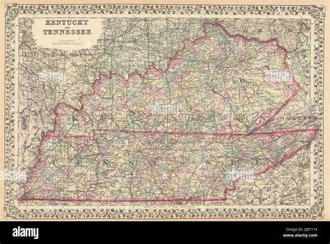 Kentucky And Tennessee By S Augustus Mitchell 1875 Old Antique Map