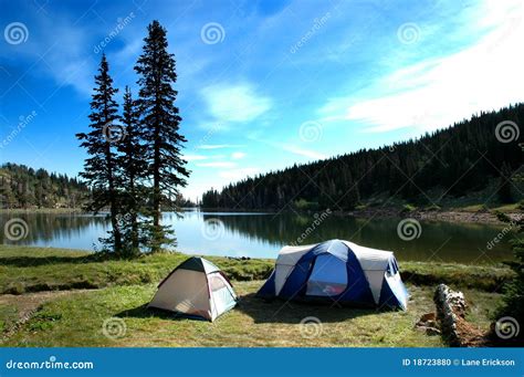 Camping Tents Near Lake Stock Photo Image Of Fresh Green 18723880