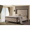 Arcadia Tufted Linen Upholstered Bed Frame with High Padded Headboard ...