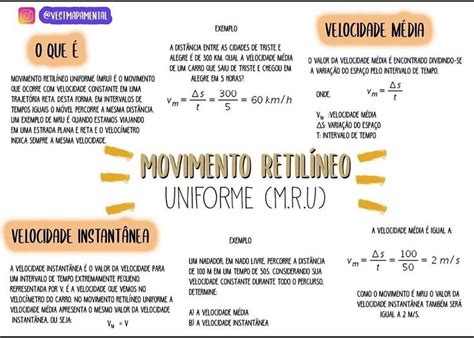An Info Sheet With The Words Movimento Relineo Uniforme Crud