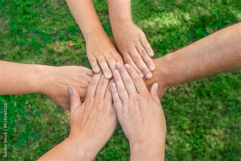 Foto Stock Joined Hands As A Team Business Teamwork Close Up Group Of