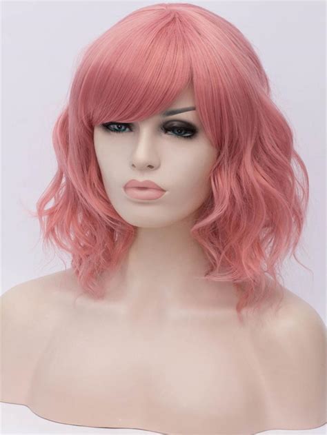 Pink Wavy Bob Non Lace Wefted Wig Synthetic Wigs Babalahair