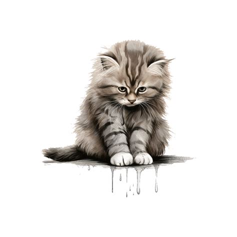 Realistic Compouter Drawing Sad Cat Ai Generated 28182703 Png