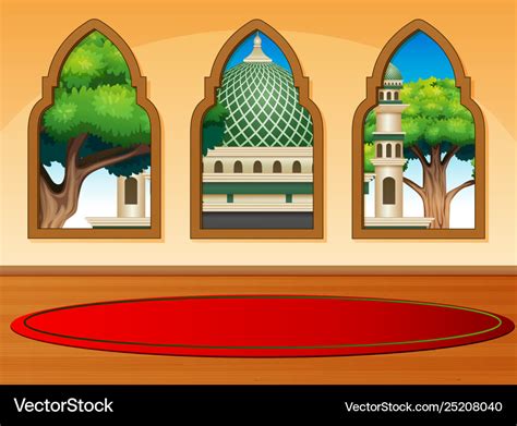 Cartoon Mosque View From Inside Royalty Free Vector Image