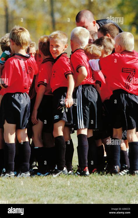 A Boys Soccer Team Celebrates In A Victory Huddle Stock Photo Alamy