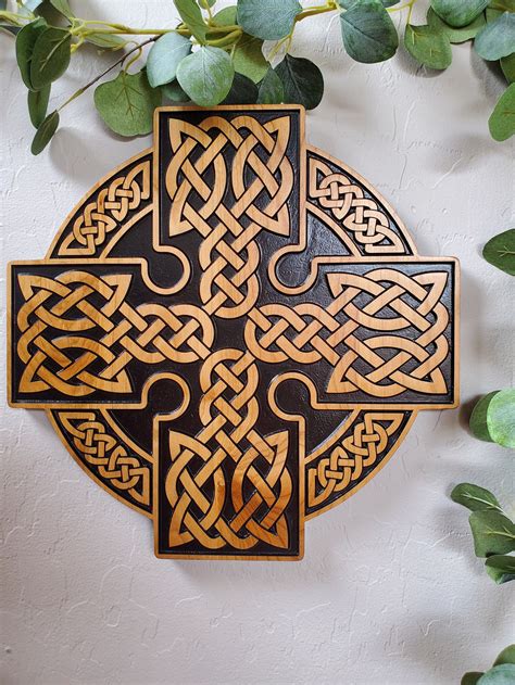 Wood Carved Celtic Cross Celtic Knot Wall Art Celtic Cross Etsy