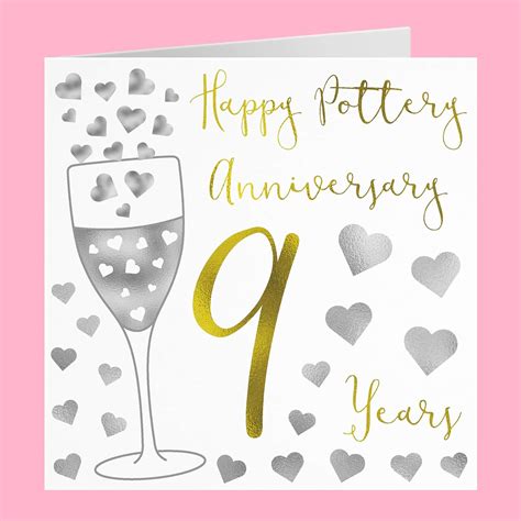 9th wedding anniversary card happy pottery anniversary 9 years by hunts england silver