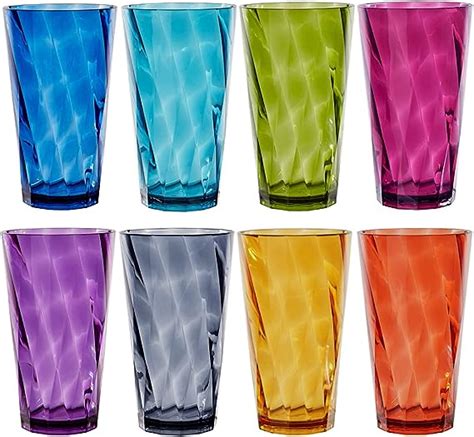 Us Acrylic Optix Plastic Reusable Drinking Glasses Set Of 8 20oz Water Cups In