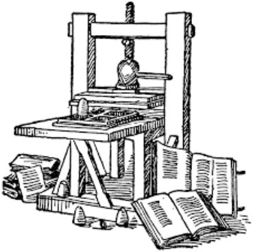 The basic idea of carving a reversed design onto a stamp made of some hard material, then pressing it onto another, softer material to create an image, is at least 5,000 years old. Cause/Effect - Johannes Gutenberg