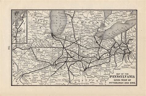 1906 Antique Pennsylvania Railroad Map West Of Pittsburgh And Etsy