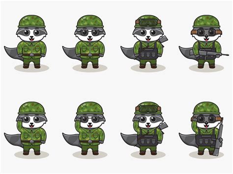 Cute Raccoon Army Cartoon 4412150 Vector Art At Vecteezy