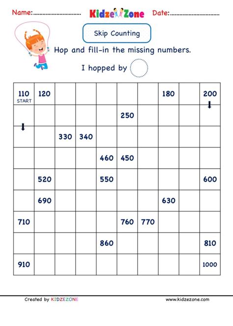 Grade 2 Math Number Practice Worksheets Skip Counting By 10 Range