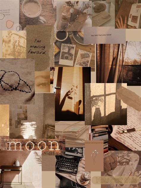 Brown Photo Collage Aesthetic Phone Cute Retro Cool Vintage Wallpaper Photos Light Warm