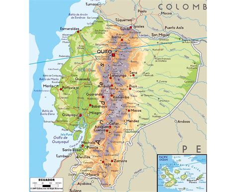 Large Physical Map Of Ecuador Ecuador South America M