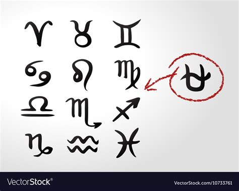 Ophiuchus 13th Signs Zodiac Horoscope Hand Drawn Vector Image