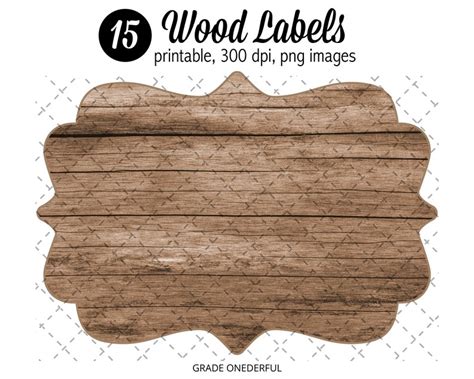Rustic Wood Labels Digital Brown Wooden Labels Printable Etsy