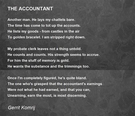 The Accountant By Gerrit Komrij The Accountant Poem