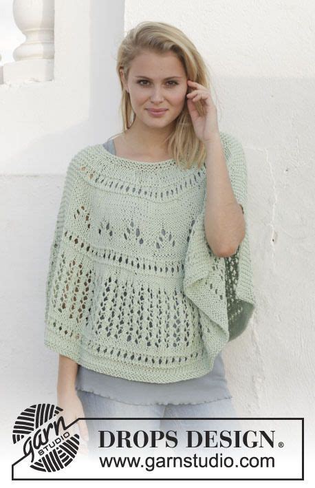 Drops Pattern 152 15 Knitted Poncho With Lace Pattern In Paris