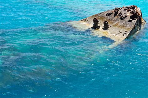 Shipwreck Partially Submerged On Bermuda Island Stock Photo Download