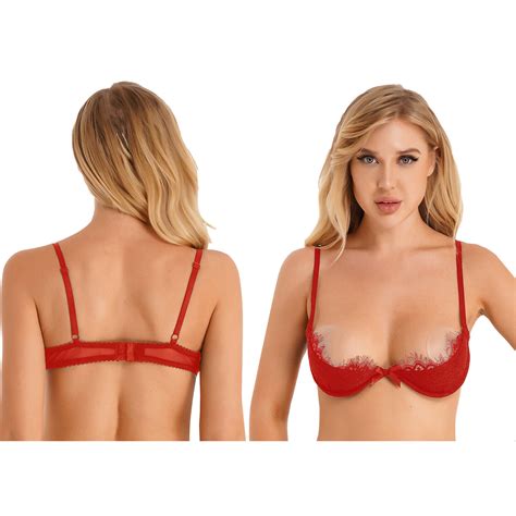 Sexy Women Lace Half Cup Bra Underwired Open Nipple Push Up Sleepwear Lingerie Ebay