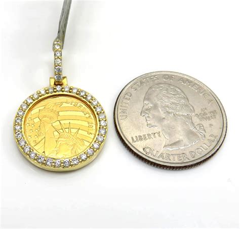 Buy 10k Yellow Gold Small Diamond Liberty 110 Oz Coin Pendant 069ct