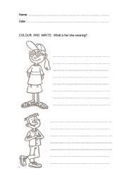 Teach my kindergartener deluxe learning kit. WHAT IS SHE/ HE WEARING? - ESL worksheet by jajaja