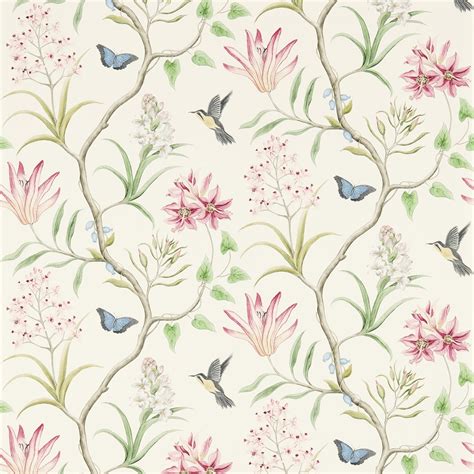 Sanderson Voyage Of Discovery Wallpaper Clementine Tropical Trail 213388