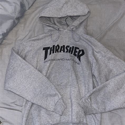 Grey Thrasher Hoodie Depop