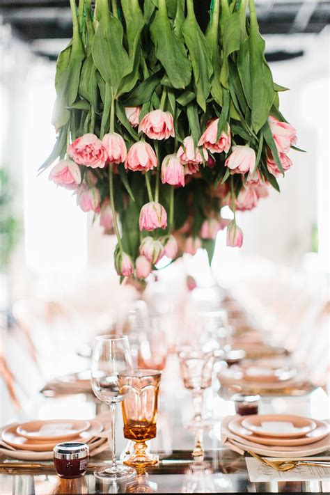 Pink Tulip Tablescape Tulip Centerpieces Wedding Tulip Wedding