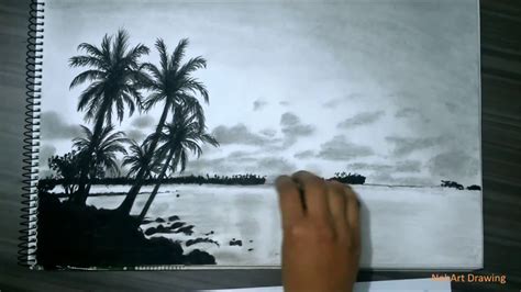 They are framed beautifully under glass with 1 thick metallic (contrast grey) molding with brushed sides. Realistic Island Drawing With Pencil, Charcoal HD - YouTube