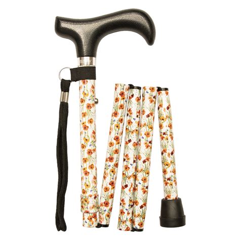 Poppies Adjustable Folding Walking Stick Health And Care