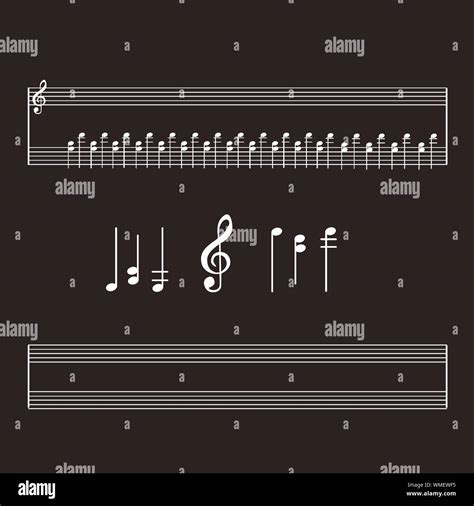 Vector Set Of Musical Symbols Signs Notes Clef Musical Instrument