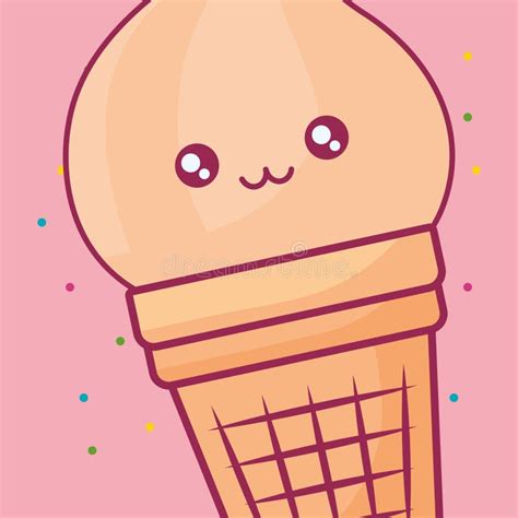 Cute Ice Cream Kawaii Character Stock Vector Illustration Of Summer