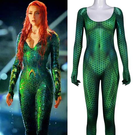 Aquaman Mero Costume Amber Heard Queen Of The Sea Mero Bodysuit Justice