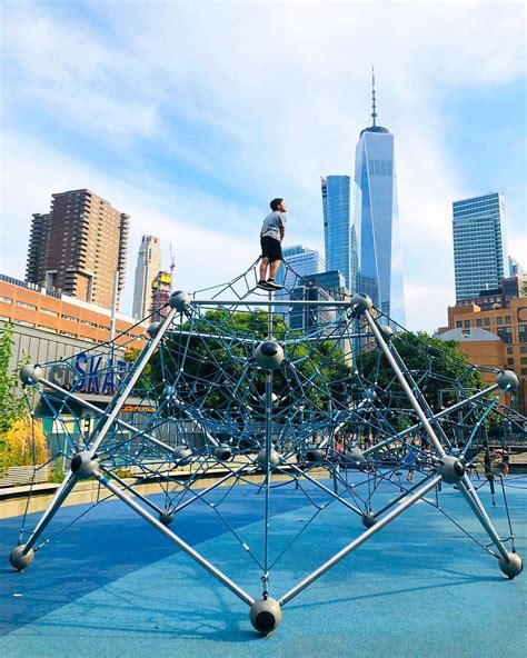 Pier 25 NYC Playground | Splash park, Hudson river view, Rock climbing wall