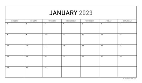 Free Printable January 2023 Calendar Templates To Plan The New Month